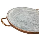 Forma De Pizza 37cm Pedra Sabão Sem Cura Alça Cobre Val Pedra Sabão