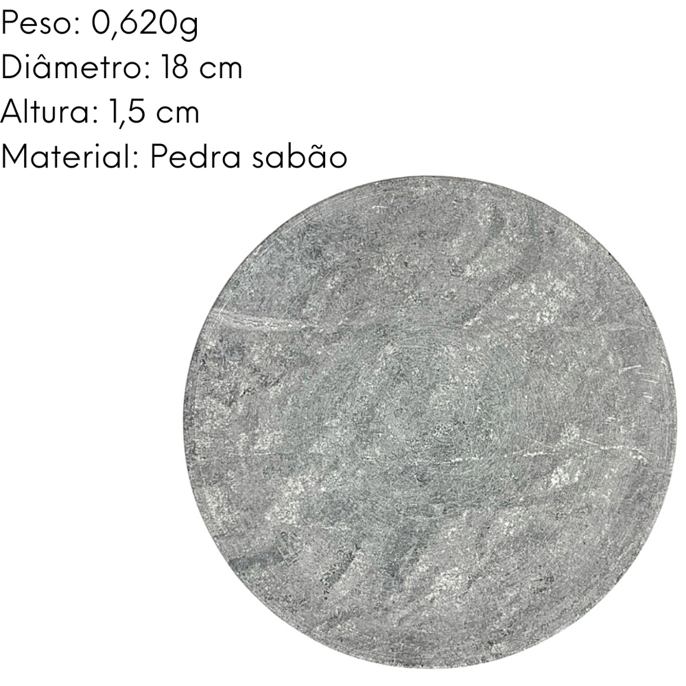Prato Raso em Pedra Sabão 18cm Val Pedra Sabão