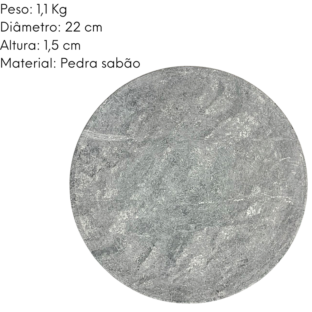 Prato Raso em Pedra Sabão 22cm Val Pedra Sabão