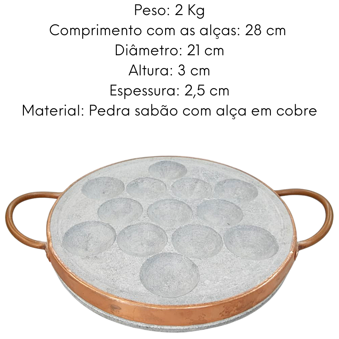 Provolera Pedra Sabão Com Alça em Cobre 13 Furos Val Pedra Sabão