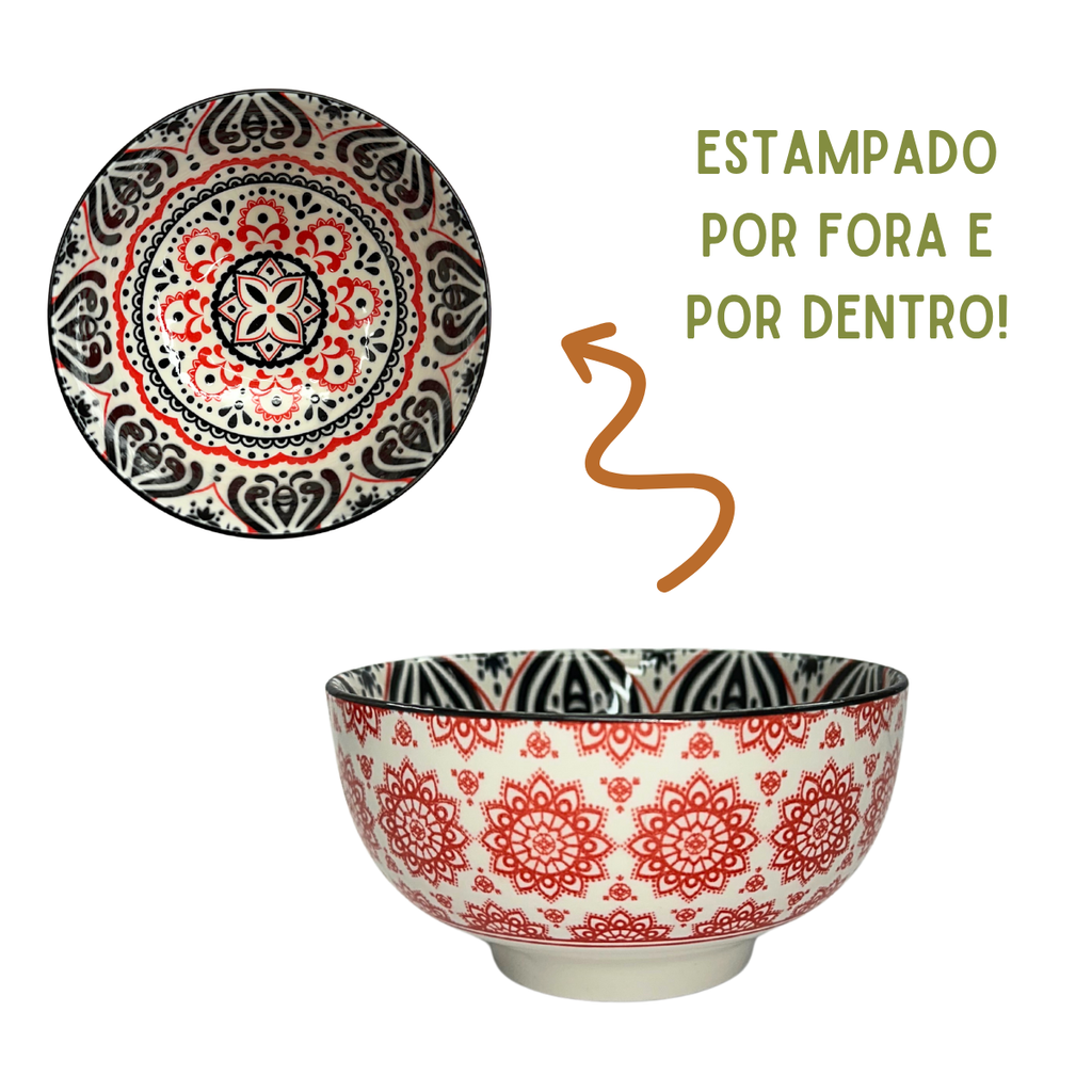 Tigela Cerâmica Estampada 350ml - A Gourmet