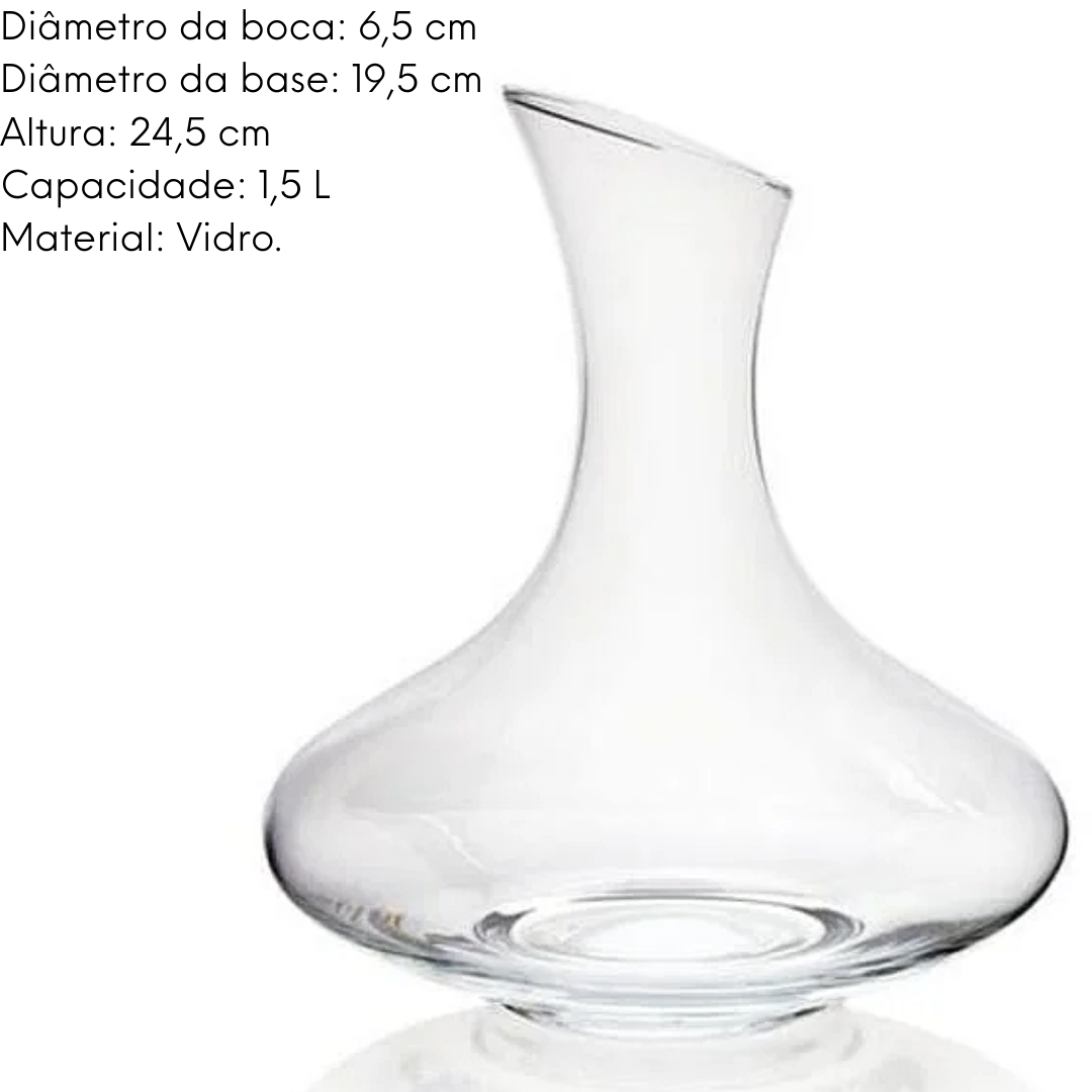 Decanter Para Vinho 1,5L de Vidro Mimo Style