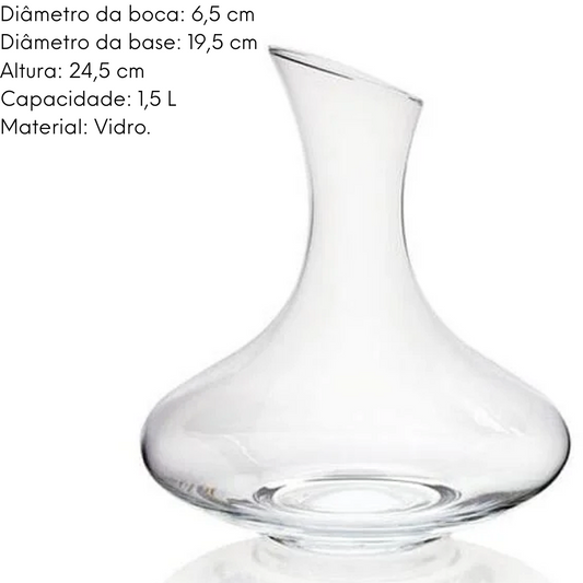 Decanter Para Vinho 1,5L de Vidro