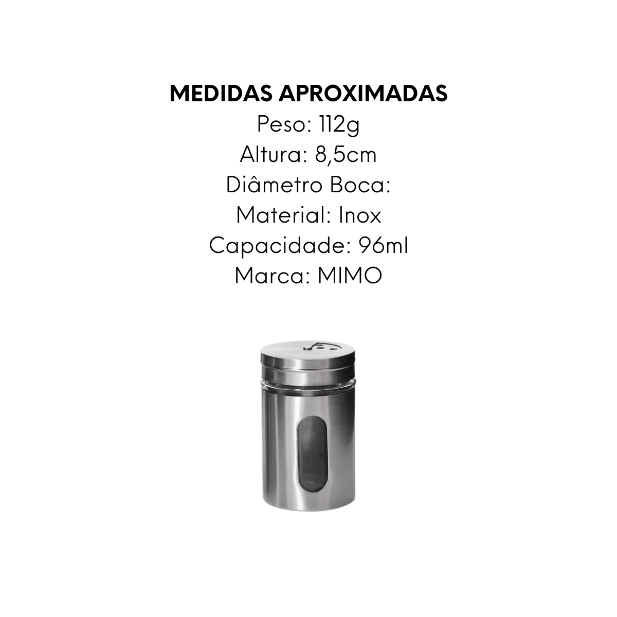 Porta Condimentos em Aço inox 100ml Mimo Style