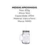 Jarra Retro de Vidro Com Canudo Mimo Style