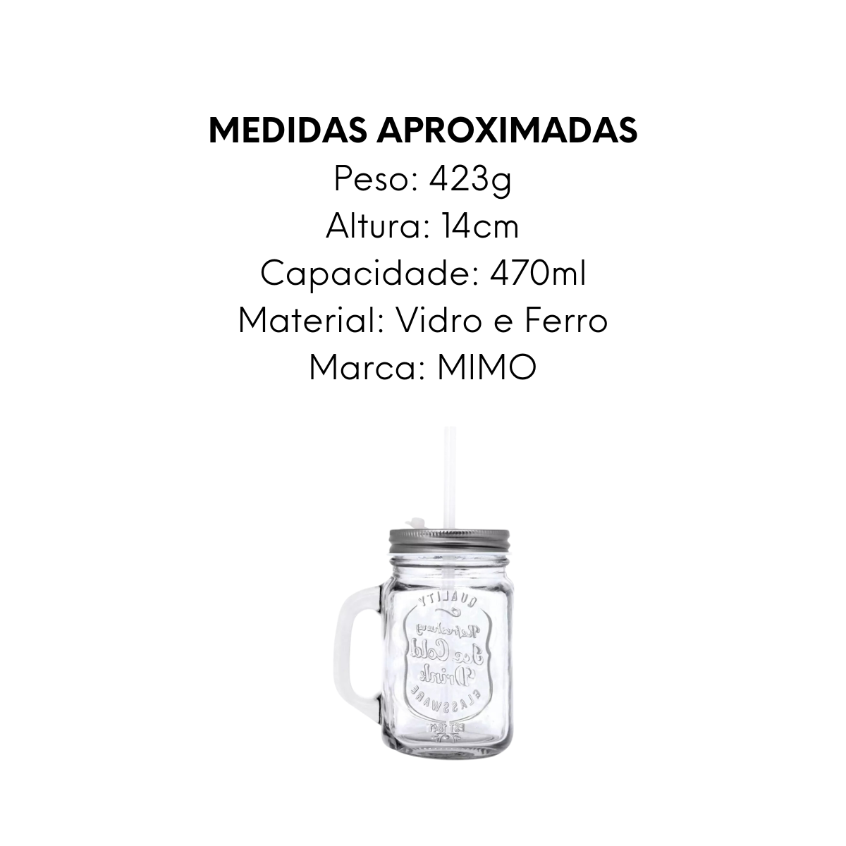 Jarra Retro de Vidro Com Canudo Mimo Style