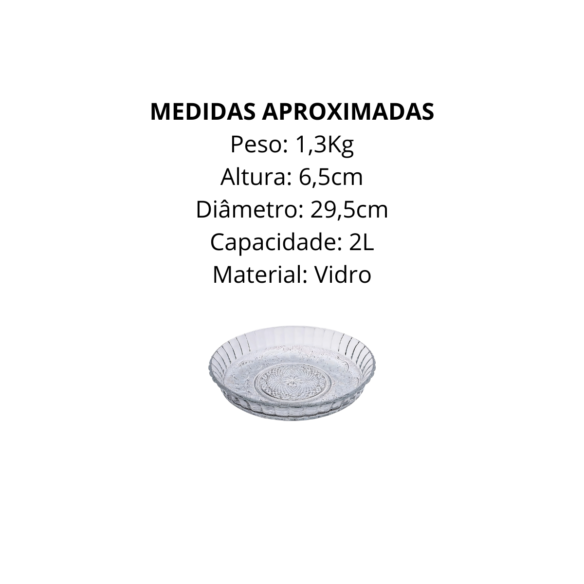 Tigela Rasa Victorian Rasa de Vidro 2L - A Gourmet