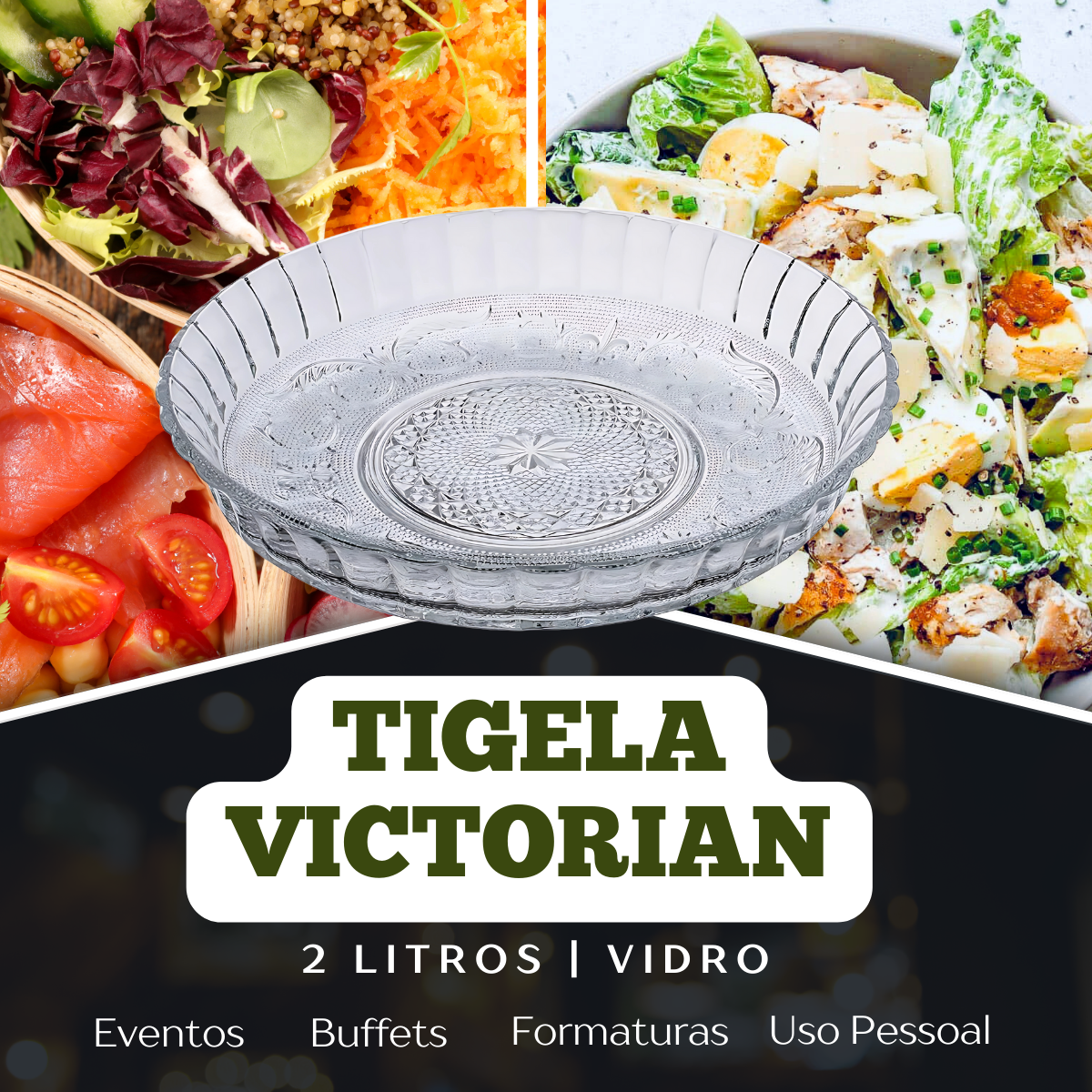 Tigela Rasa Victorian Rasa de Vidro 2L - A Gourmet