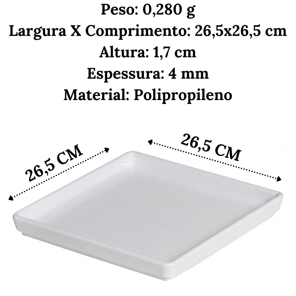 Prato Square Branco em Polipropileno A Gourmet