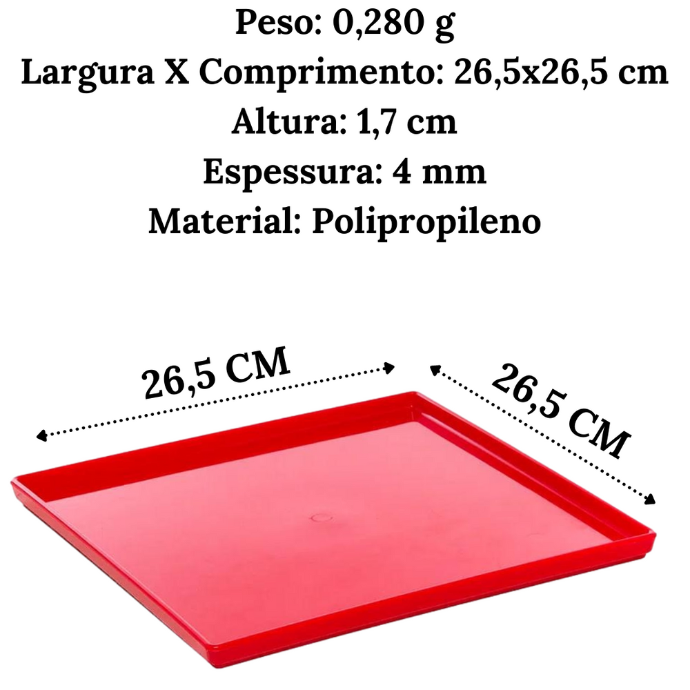 Prato square vermelho quadrado polipropileno VemPlast