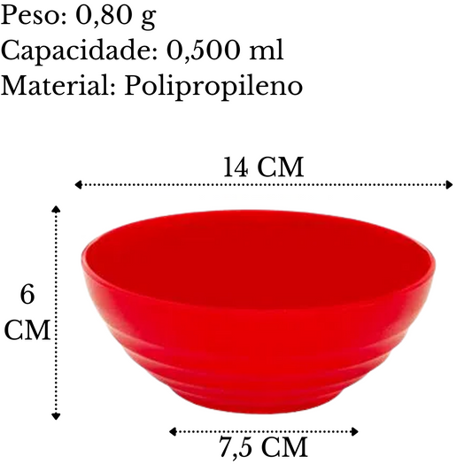 Bowl Sopeira Oriental 500ML PP Vermelho