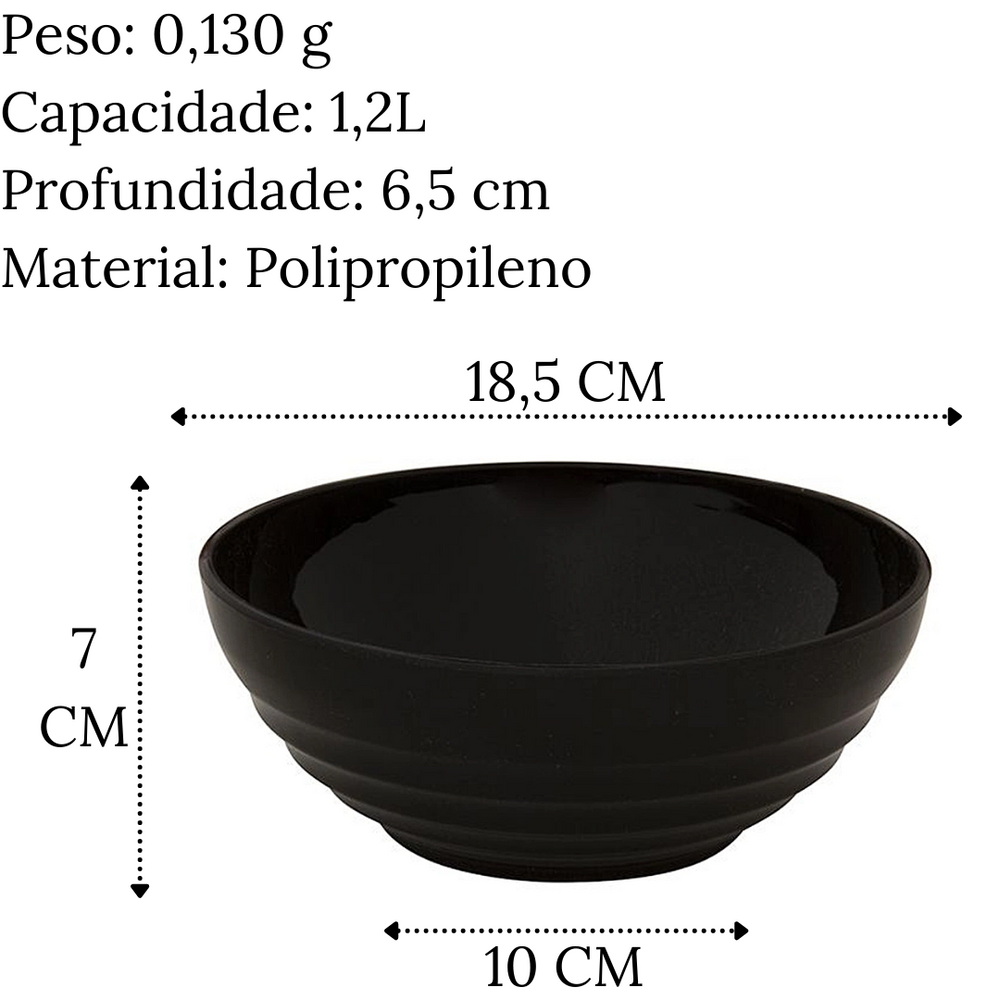 Tigela Bowl Sopeira Oriental 1,2L Preto VemPlast