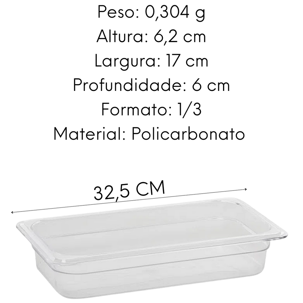 Cuba GN 1/3 em Policarbonato Natural VemPlast