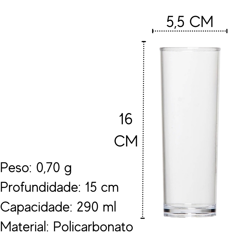 Copo Long Drink Salut 290ML em Policarbonato VemPlast