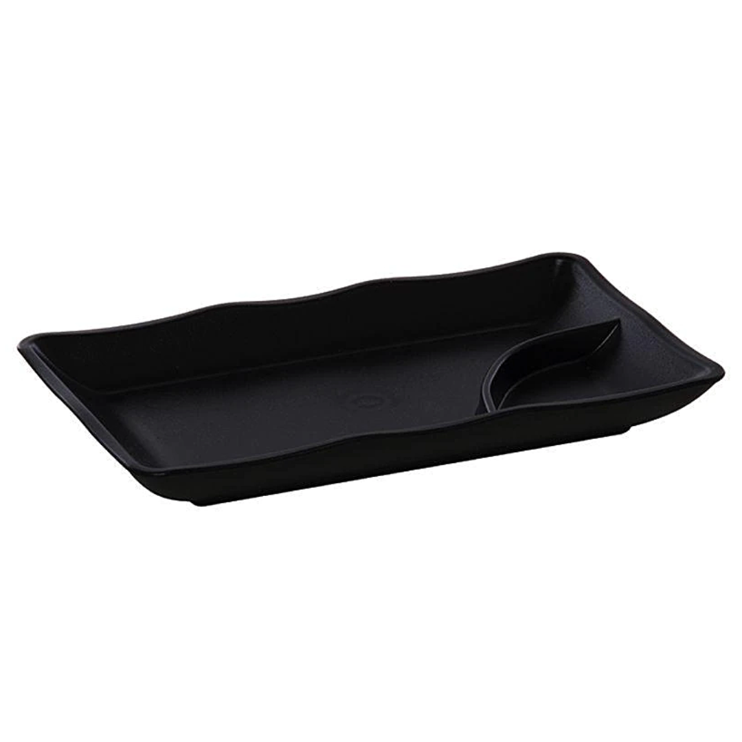 Prato sushi com molheira preto VemPlast