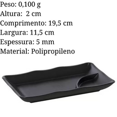 Prato sushi com molheira preto VemPlast