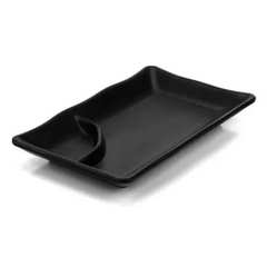 Prato sushi com molheira preto VemPlast