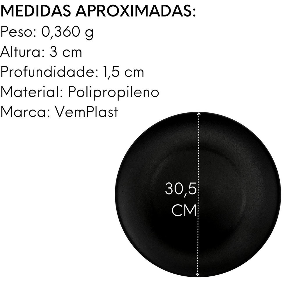 Prato Para Bolo Elegance 30cm Preto VemPlast