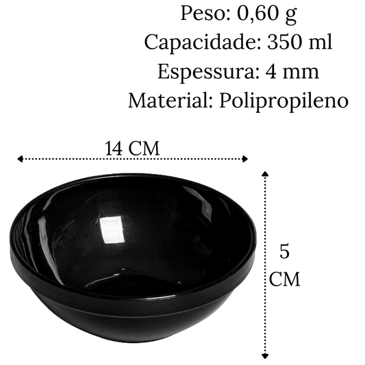 Bowl Sopeira Cheff PP Preta 350ML Polipropileno