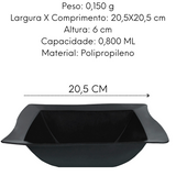 Tigela Saladeira Moove Preto Polipropileno 800ML VemPlast