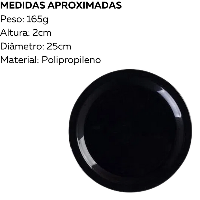 Prato Raso Ellegance Preto 25cm Polipropileno Main Image