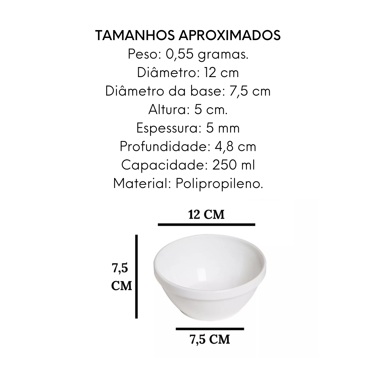 Tigela Sopeira Cheff 250ml em Polipropileno VemPlast