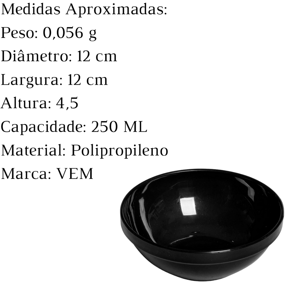 Bowl Sopeira Cheff 250ML PP Preta VemPlast