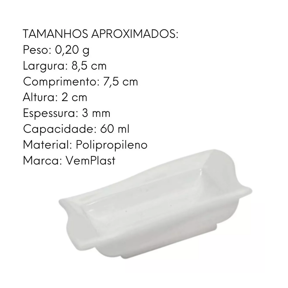 Molheira Shoyu Branca 60ml em Polipropileno VemPlast