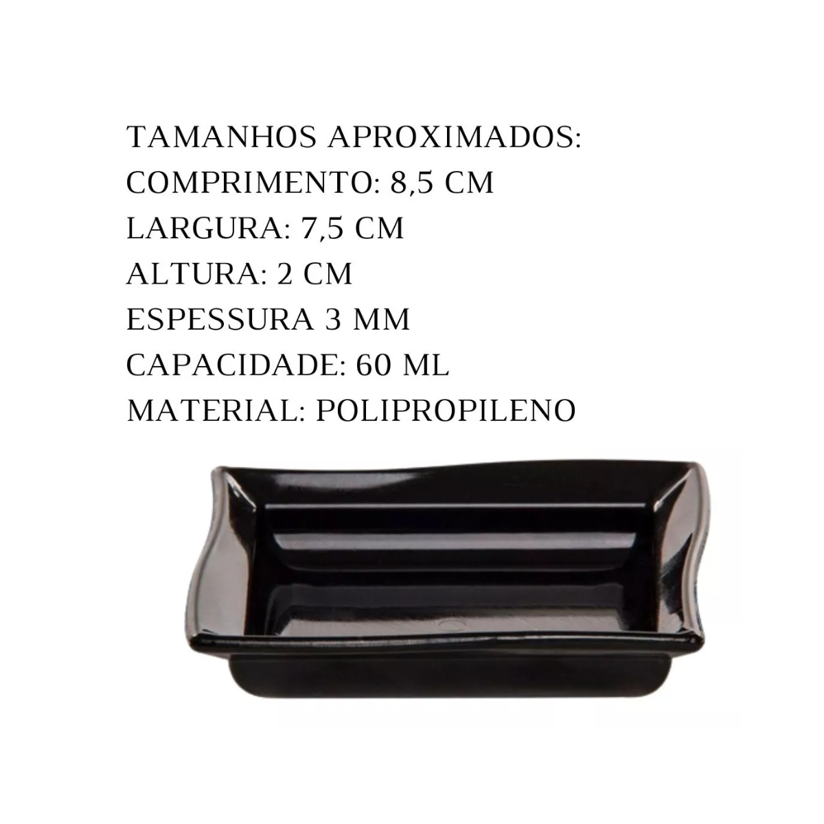 Molheira Shoyu 60ml em Polipropileno Preto VemPlast