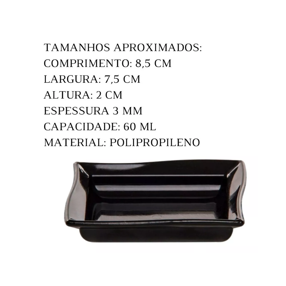 Molheira Shoyu 60ml em Polipropileno Preto VemPlast