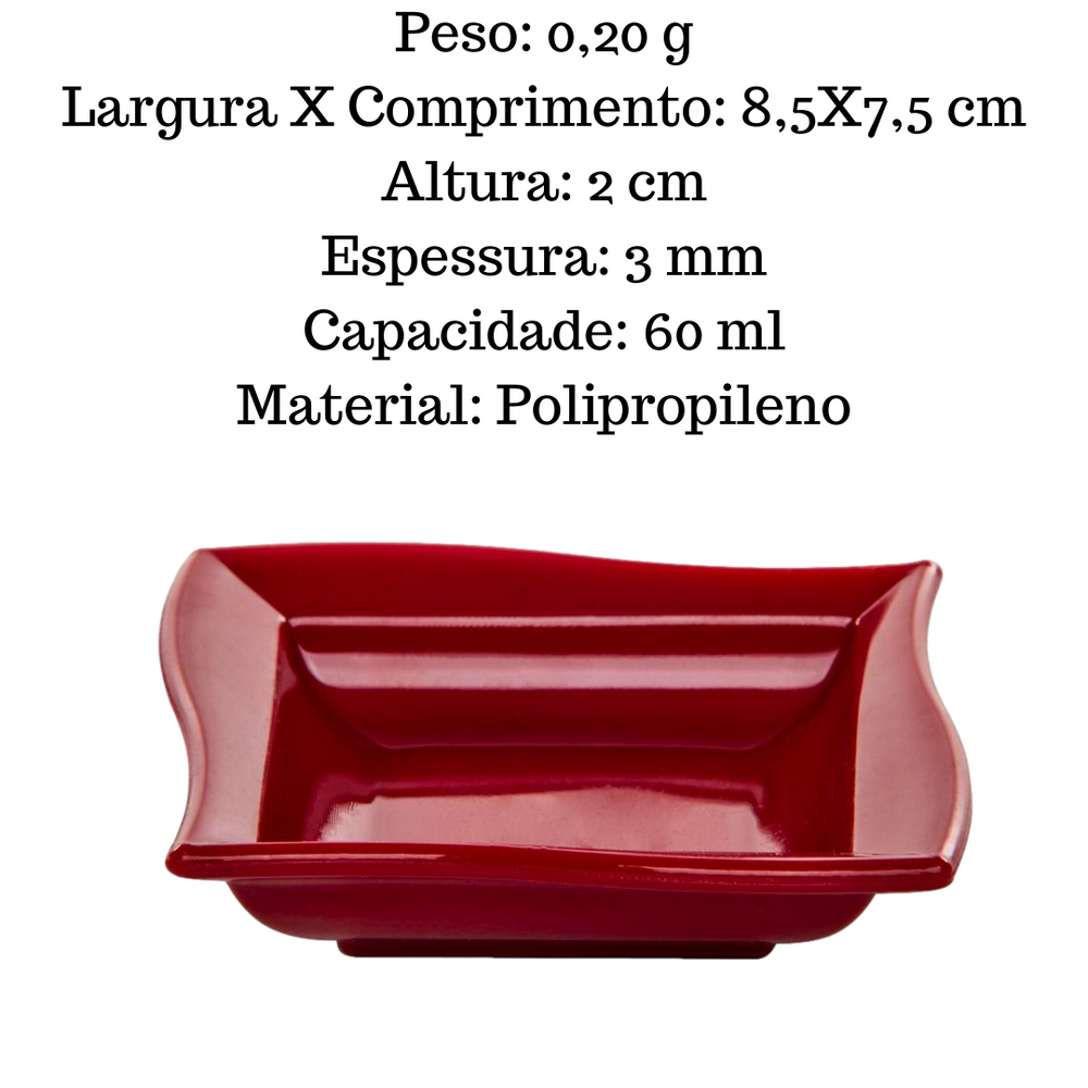 Molheira Shoyu 60ml em polipropileno Vermelho VemPlast