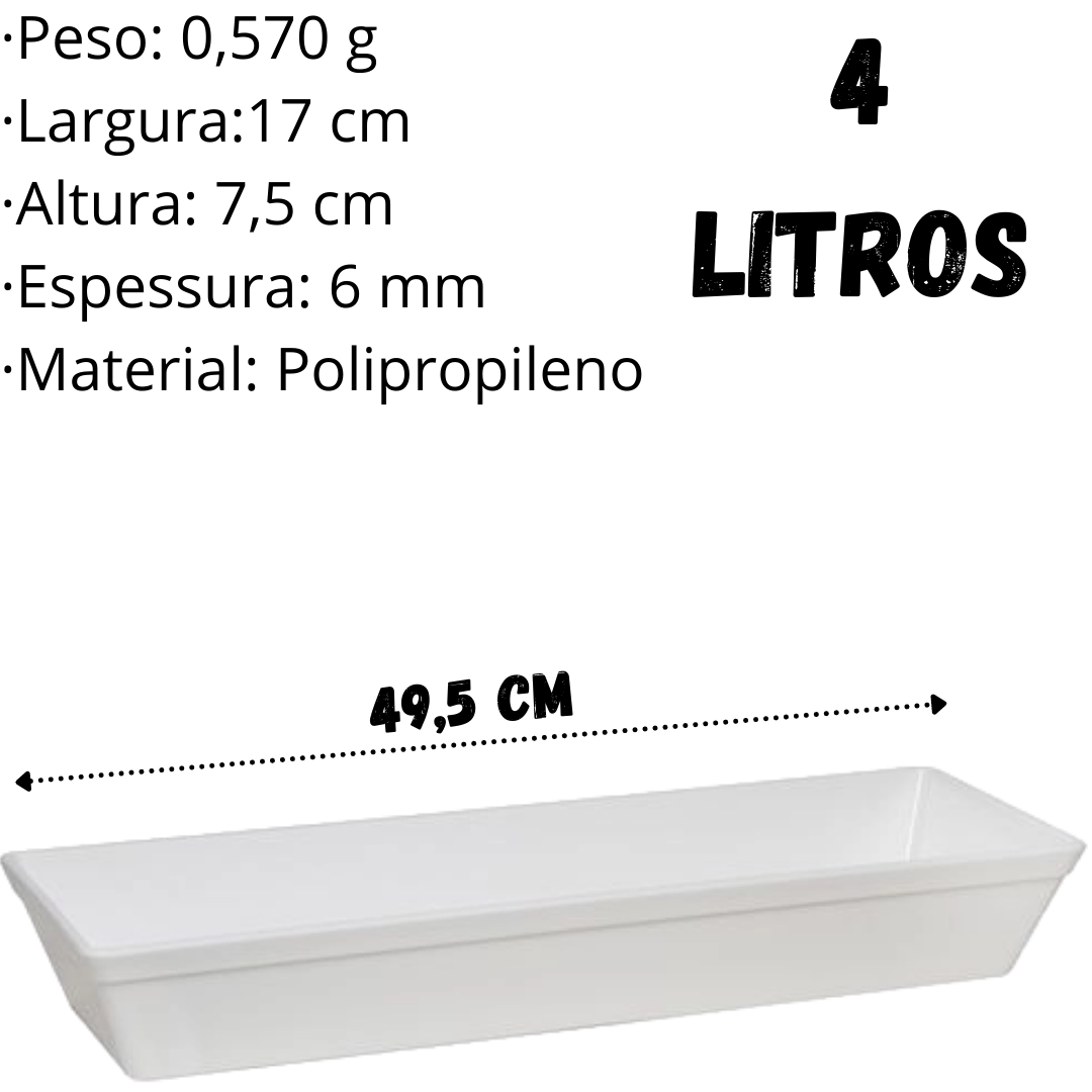 Travessa Stillo M 4L Branco em Polipropileno VemPlast