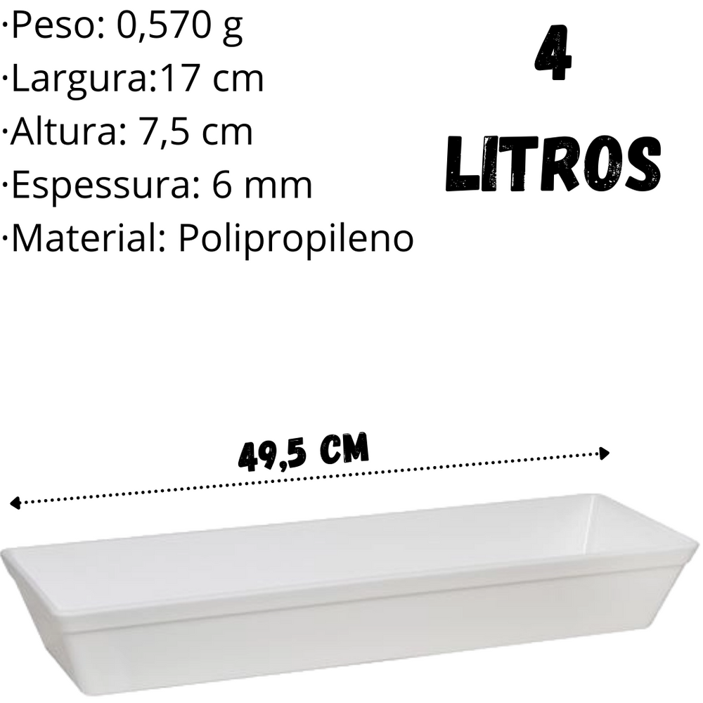 Travessa Stillo M 4L Branco em Polipropileno VemPlast