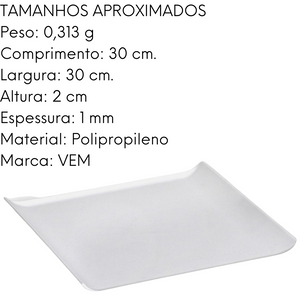 Bandeja Para Servir Branca em Polipropileno VemPlast