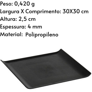 Bandeja Servir Quadrada Preta VemPlast