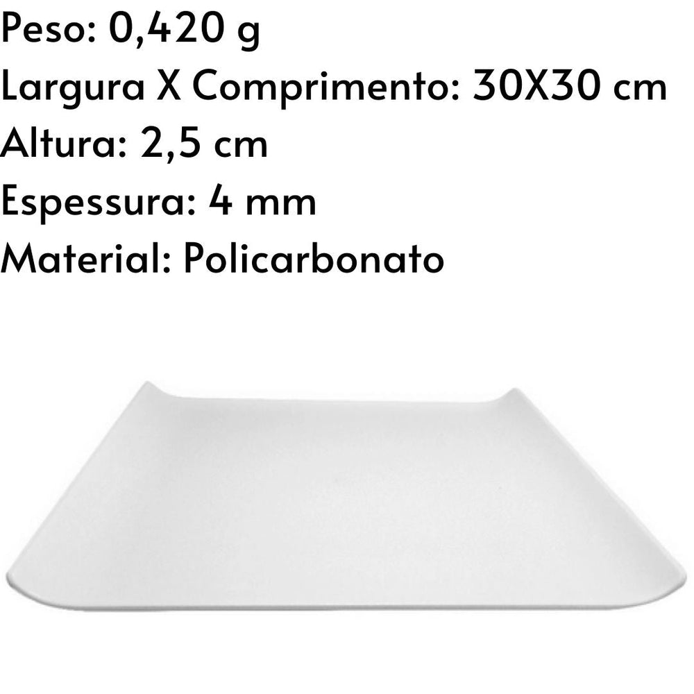 Bandeja quadrada 30x30 Branca A Gourmet