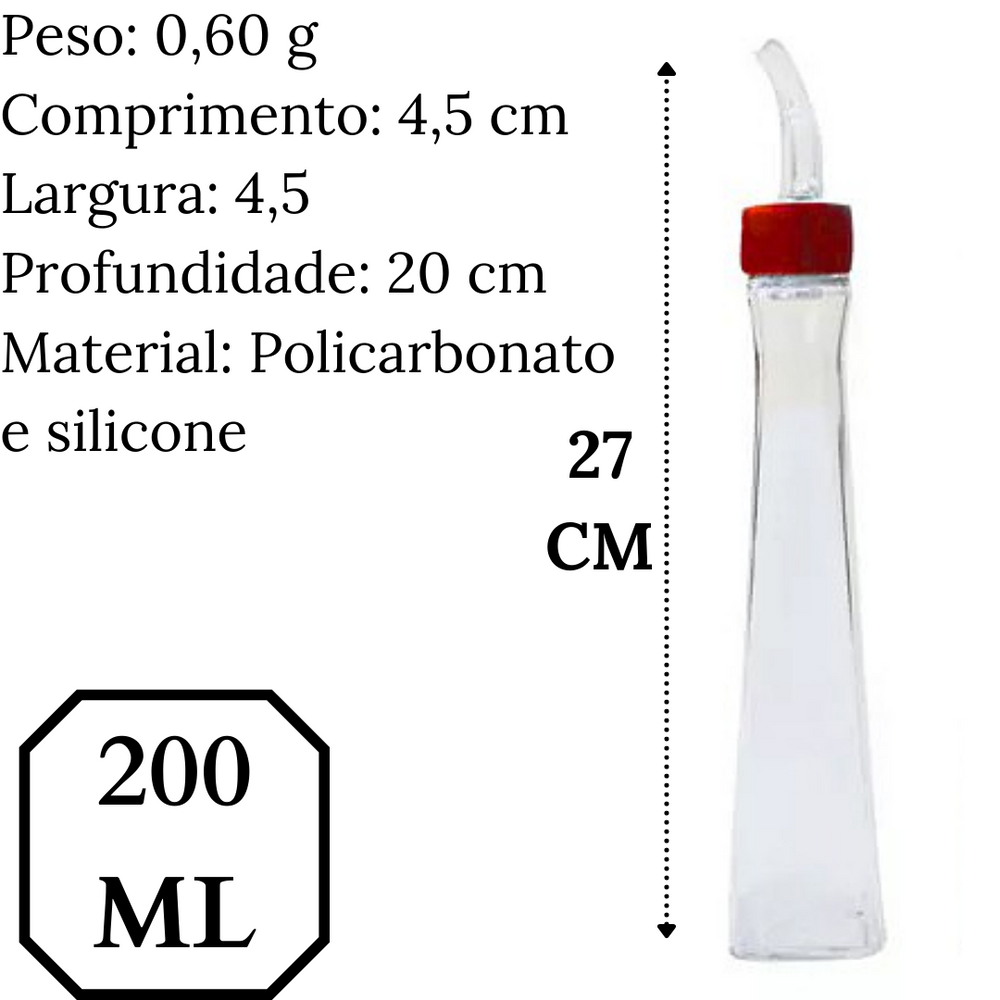 Porta Azeite Vinagre em Policarbonato 200ML VemPlast