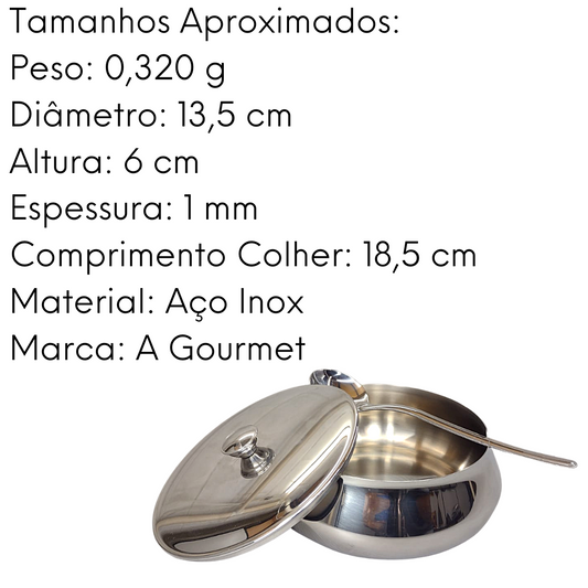 Farinheiro Açucareiro C/ Colher e Tampa de Aço Inox