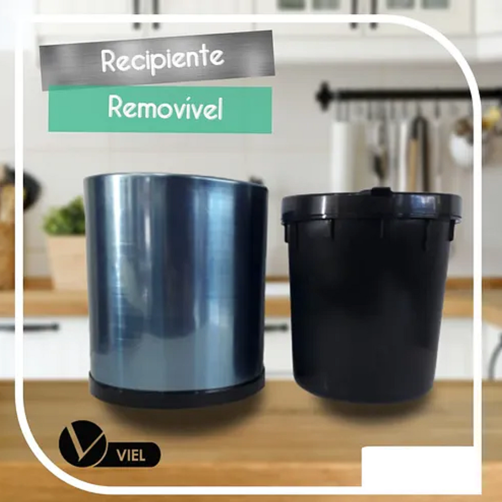 Lixeira pia pequena aço inox com tampa clicar 2,5L Viel