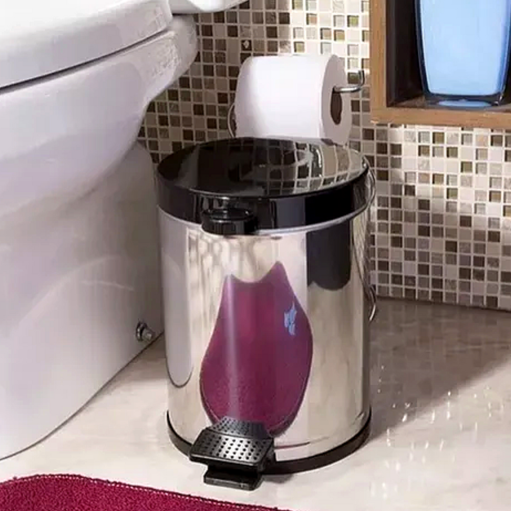 Lixeira com Pedal em Inox e Recipiente de Plástico 4,5L Viel