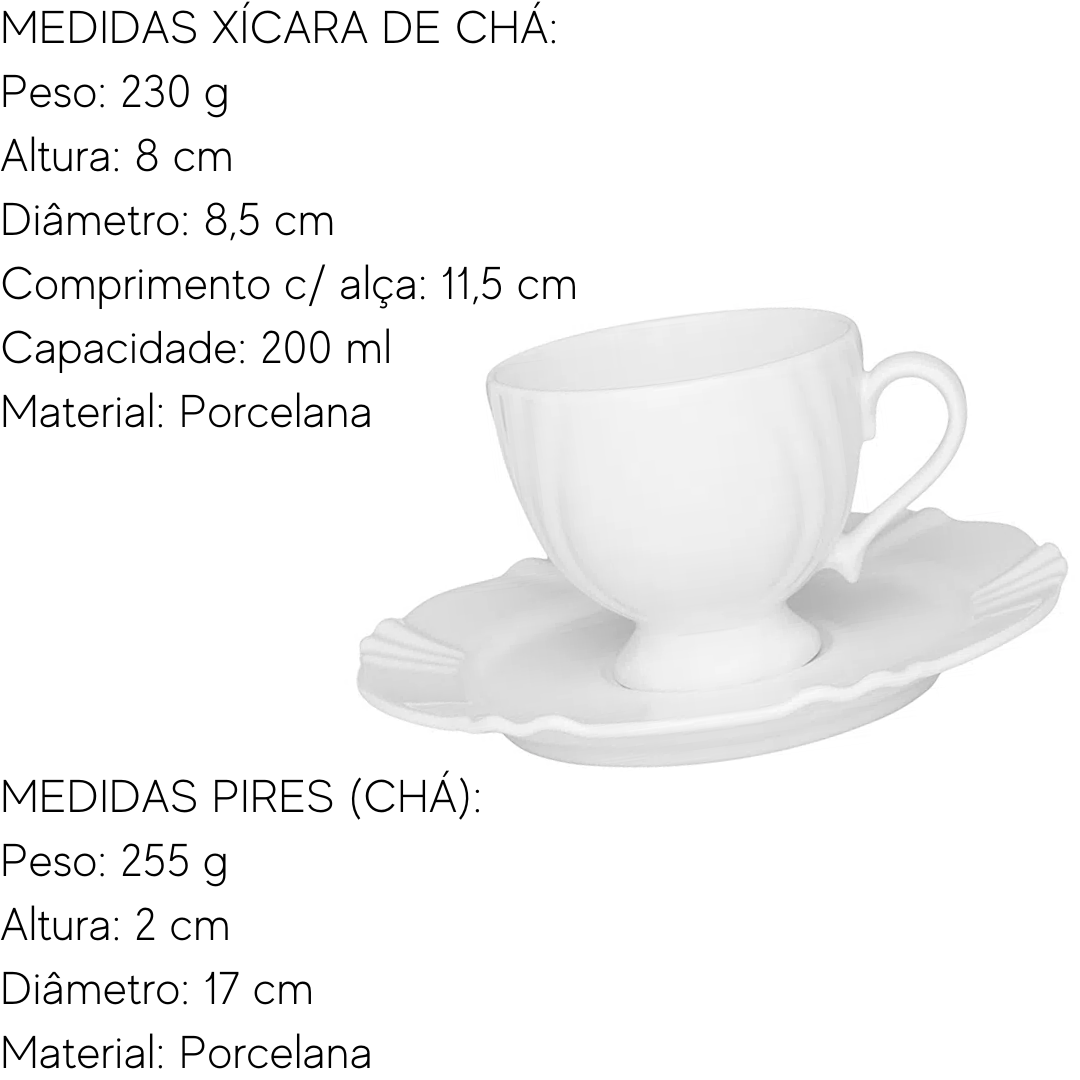 Xicara de Chá Com Pires Soleil Branco 200ml Oxford