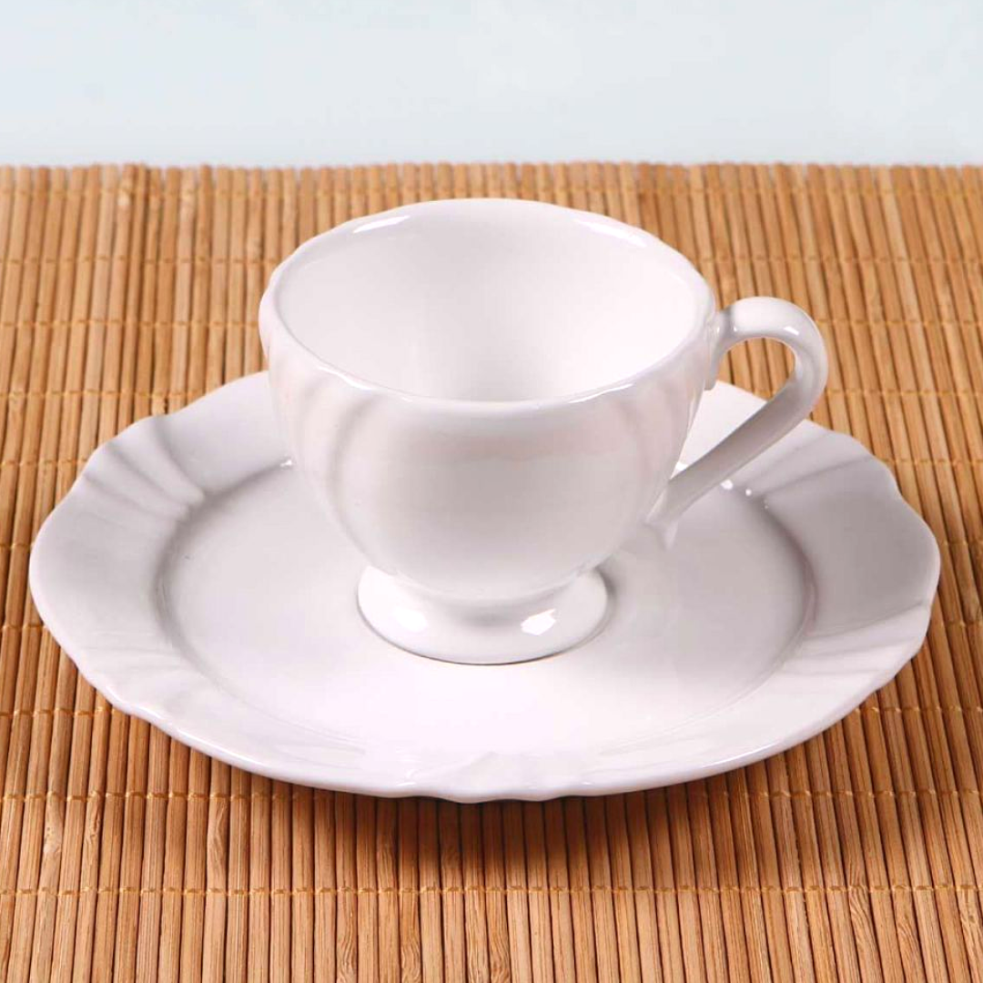 Xicara de Café Com Pires Soleil Branco 75ml Oxford