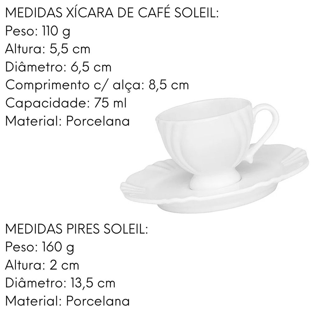 Xicara de Café Com Pires Soleil Branco 75ml Oxford
