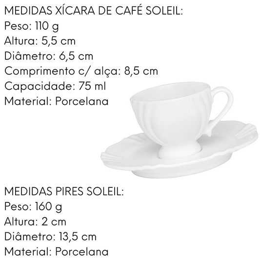 Xicara de Café Com Pires Soleil Branco 75ml