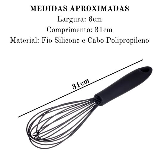 Batedor Manual de Silicone Preto 31cm