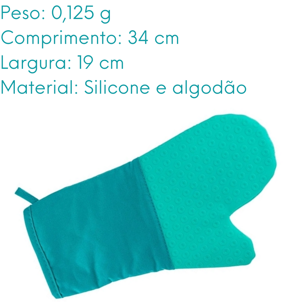 Luva Cozinha Silicone Algodão Verde C/ Proteção Térmica Weck Weck