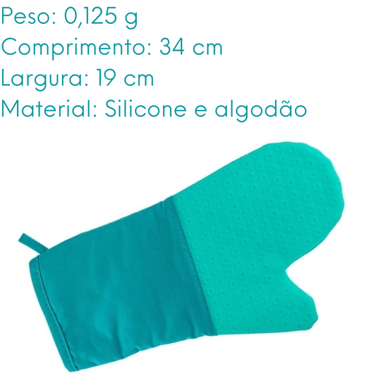 Luva Cozinha Silicone Algodão Verde C/ Proteção Térmica Weck