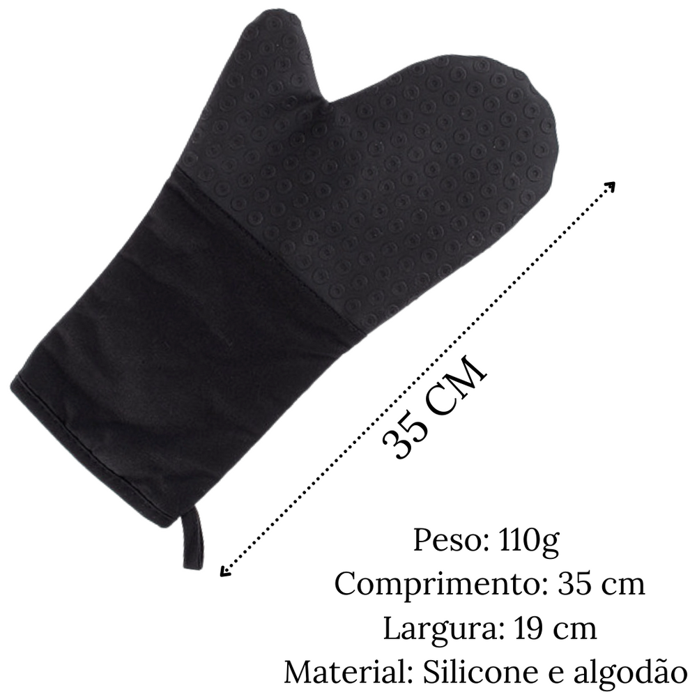 Luva de Silicone Preto Profissional 35cm Weck
