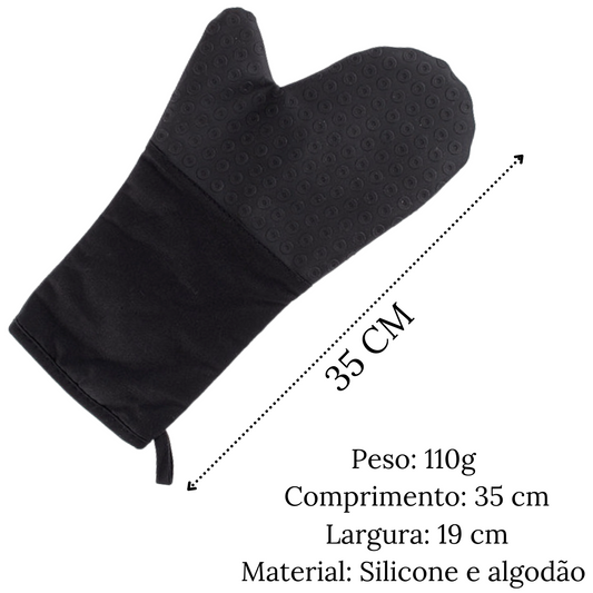 Luva de Silicone Preto Profissional 35cm