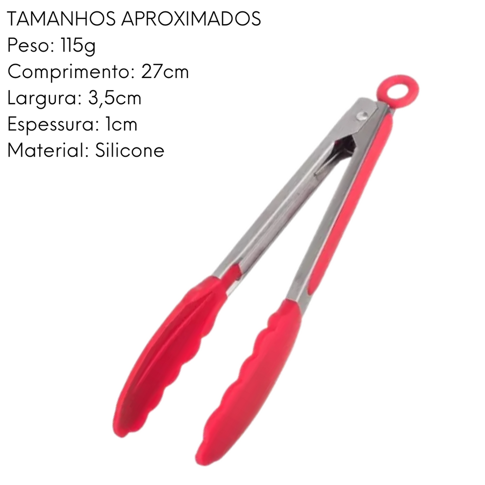 Pegador de Aço Inox Vermelho Ponta de Silicone Weck